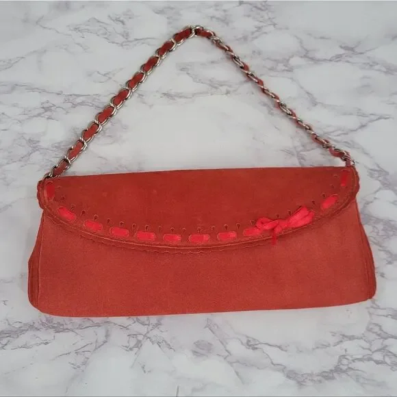 Banana Republic Y2K Red Suede Mini  Shoulder Bag or Clutch - Picture 3 of 13